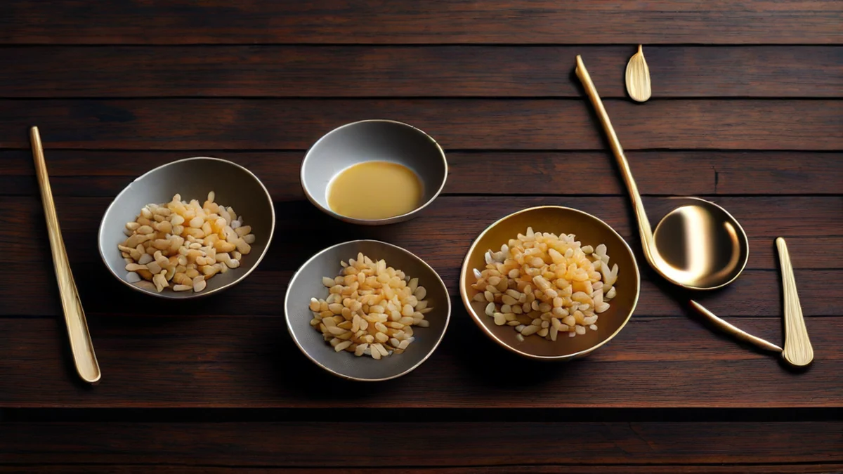 Traditional Korean brassware table setting featuring intricate designs and ornate patterns.