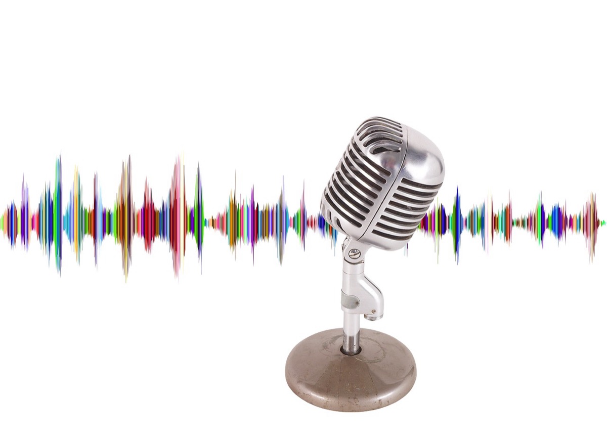 Retro microphone on stand, evoking classic music recording