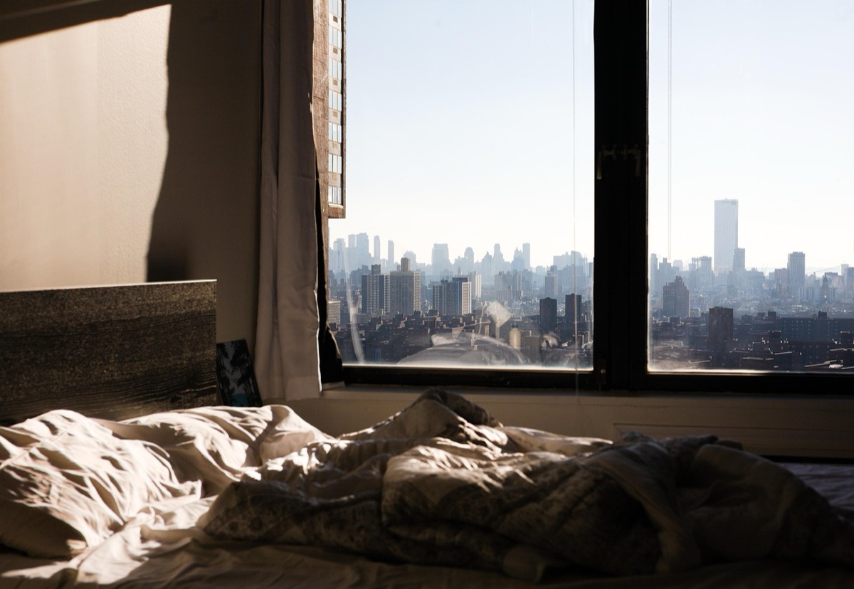 Blurred window view suggesting melancholy and reflection
